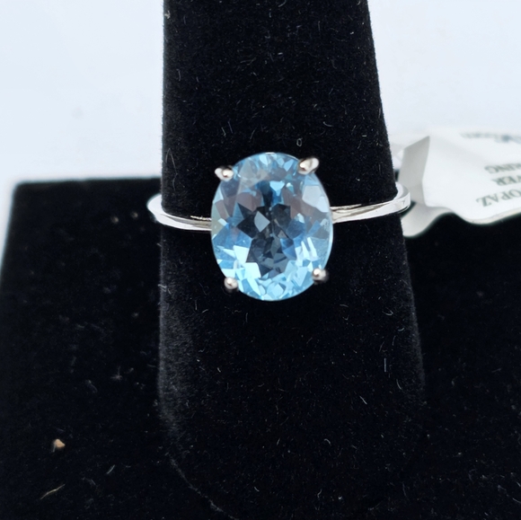 Natural Sky Blue Topaz 4.80 Carat Sterling Silver Ring Size 10 New! - Picture 5 of 7